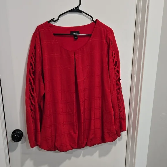 Alyx Red Blouse with Lattice Sleeves - Picture 1 of 4